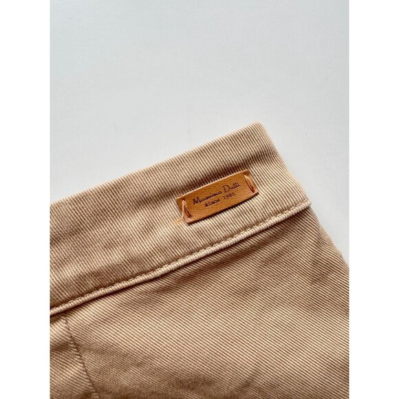 MASSIMO DUTTI Khaki Tan Cotton Twill Chino Wide Leg Flared Pants, Size 10 - Picture 10 of 15